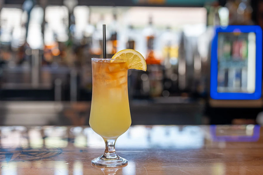 A lemon-garnished cocktail at Lock & Keel