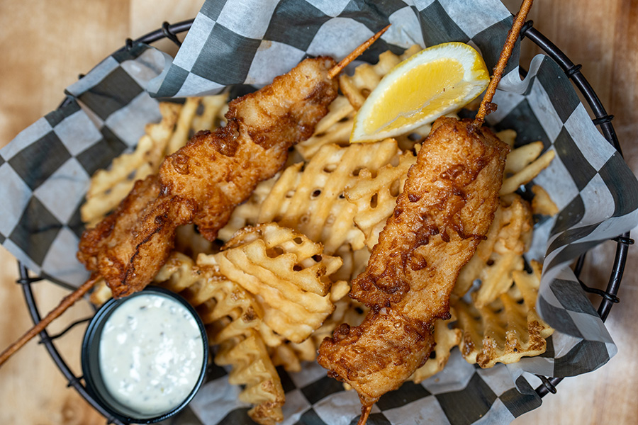 Fish and waffle fries served at Lock & Keel