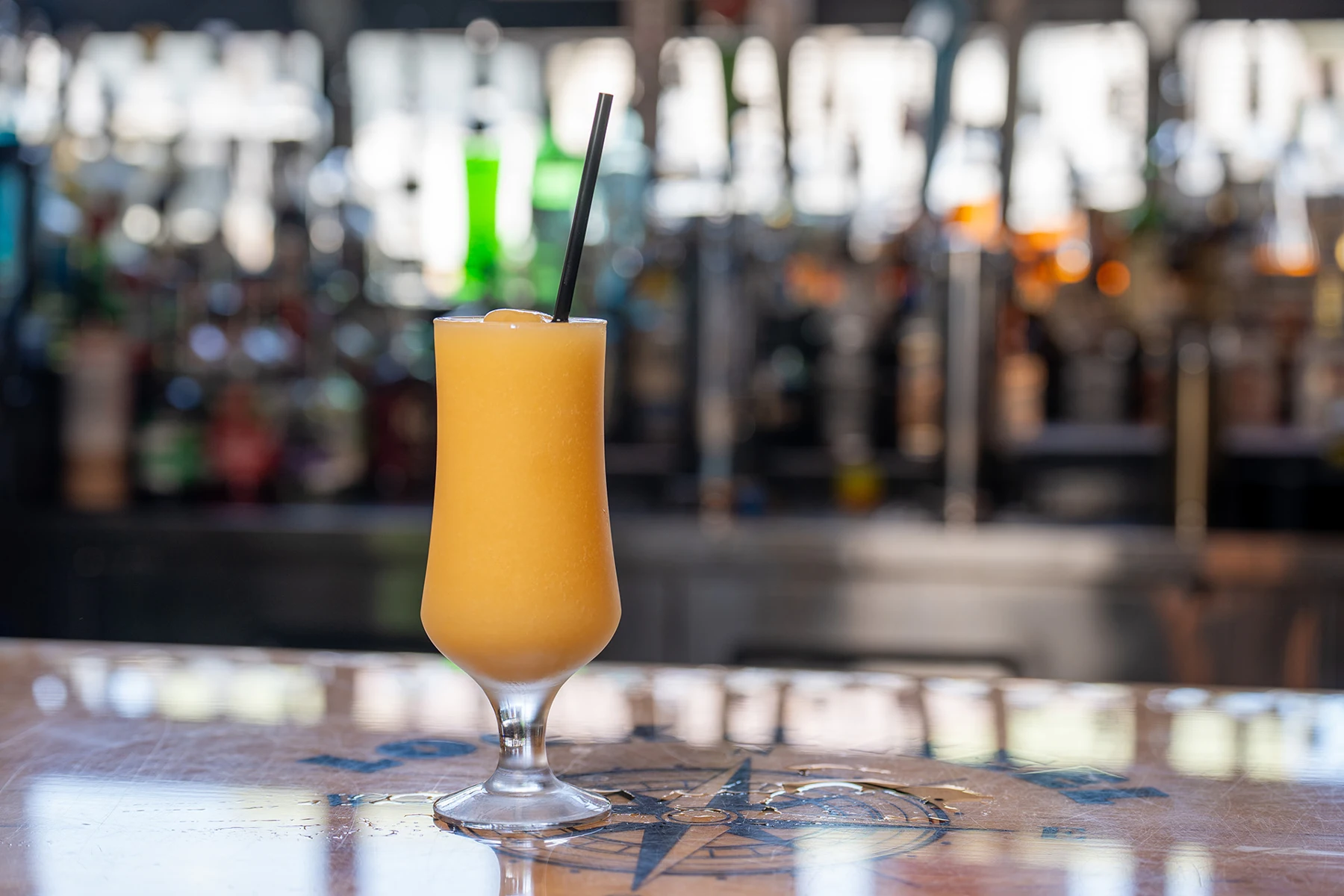 Orange cocktail served at the Lock & Keel bar